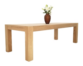 Custom-Made JAQI Dining Table - White Oak, Breadboard Ends, Parsons Table - Family Gatherings & Heirloom-Quality Gift