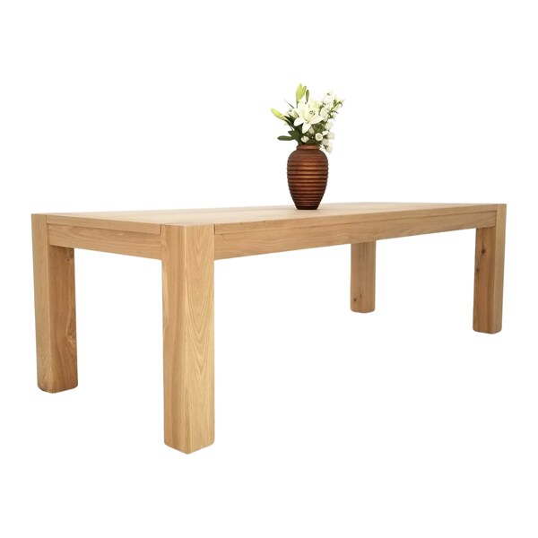 Custom-Made JAQI Dining Table - White Oak, Breadboard Ends, Parsons Table - Family Gatherings & Heirloom-Quality Gift