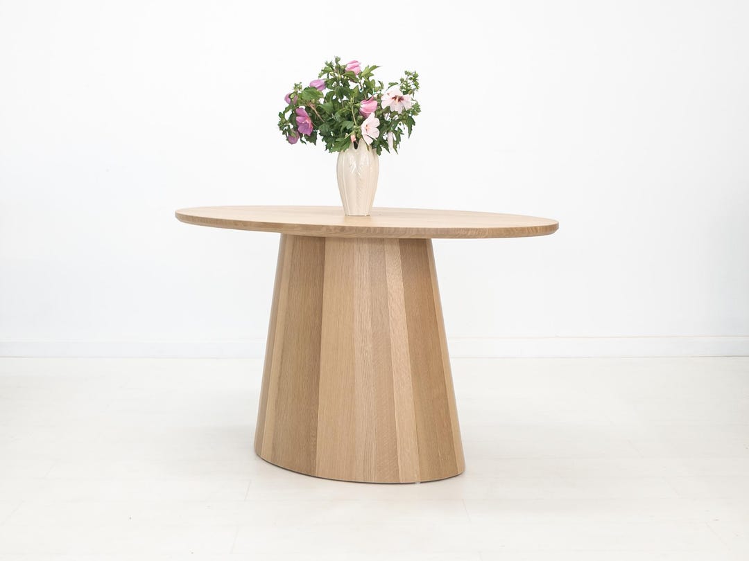 CATE Solid Wood Pedestal Dining Table – Custom Made, Sculptural Base ...
