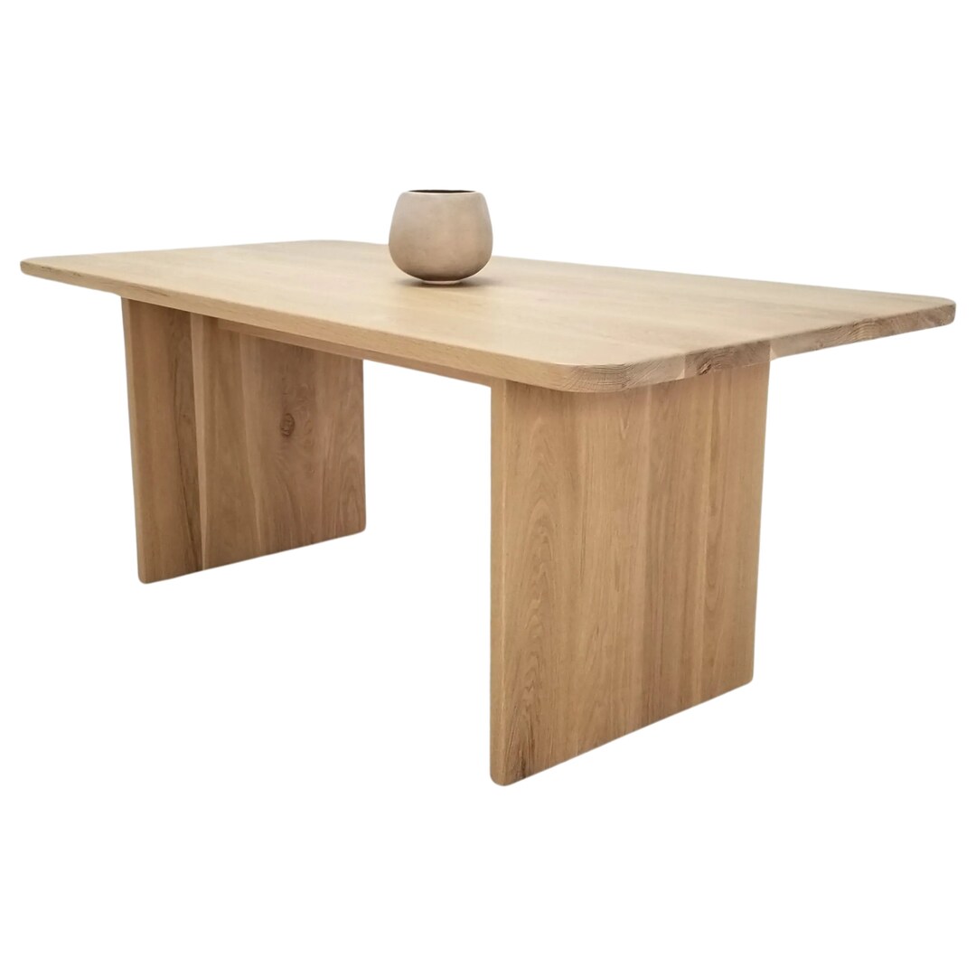 Custom Dining Table TIAN White Oak, Rounded Corners, Sturdy Design