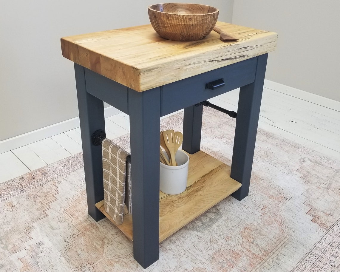 Maple Butcher Block Kitchen Island Customize your Color Made Etsy