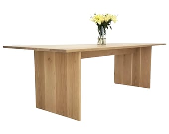 Custom Dining Table 1" LILY in White Oak - Modern Dining, Custom Sizing, Sturdy Table - Tailored Home Furniture