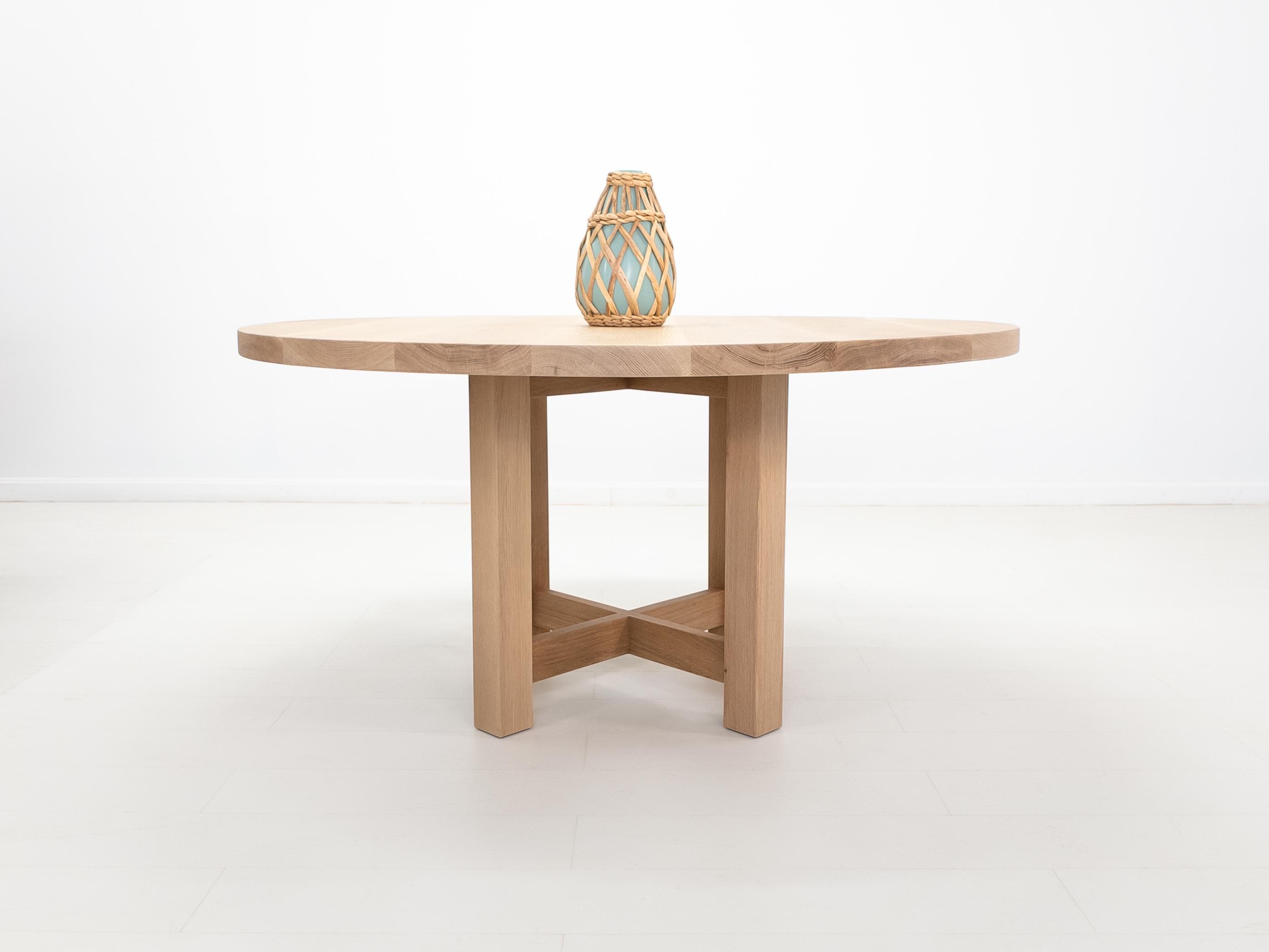 Custom Solid Wood Round Dining Table – Cross Pedestal Base - Etsy
