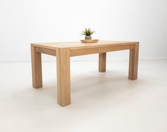 JAQI Dining Table – Solid Wood Parsons Table with Breadboard Ends, Made to Order