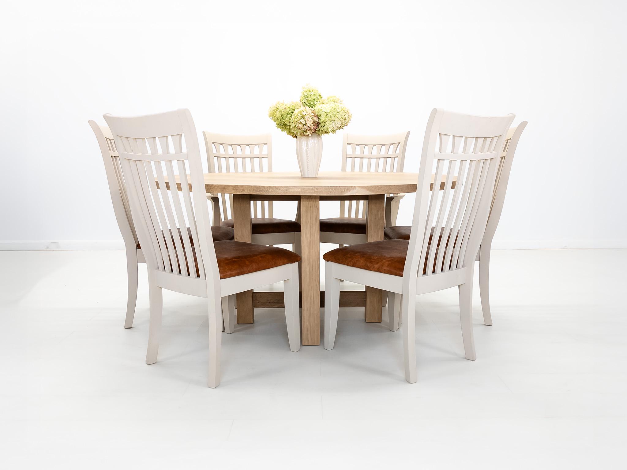 Custom Solid Wood Round Dining Table – Cross Pedestal Base - Etsy