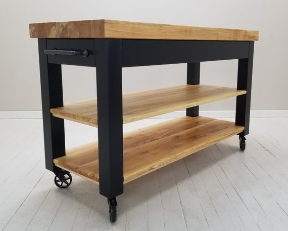 Maple Butcher Block Island Cart 60 Any Color Paint Maple Butcher Block Island Cart 60 Any, Kitchen Island Chopping Block