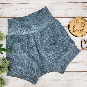 Blue High Waisted Bummies, Shorties, Boho Bloomers, Toddler Shorts, Baby Shorts, Diaper Cover, Organic Baby Bummies, Organic Bloomer