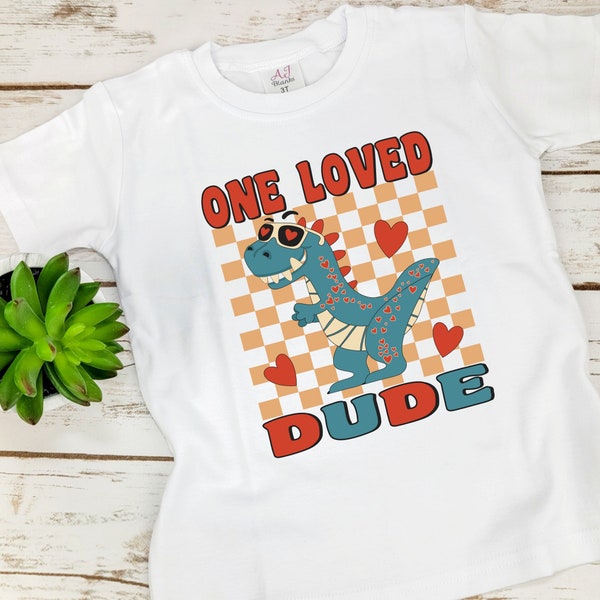 One Loved Dude Valentine Shirt, Dino Valentine Boy Shirt, Retro Dino Boy Shirt, Valentine Shirt, Kids Valentine Shirt, Boys Valentine Shirt