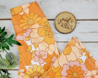 Organic Knit Baby Bell Bottoms, Groovy Floral Toddler Pants