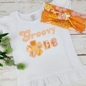 Groovy One Birthday Shirt, 1st Birthday Shirt for Girl, Groovy Shirt, Hippie Flowers Girl Shirt, Modern Hippie, Personalized Birthday Shirt