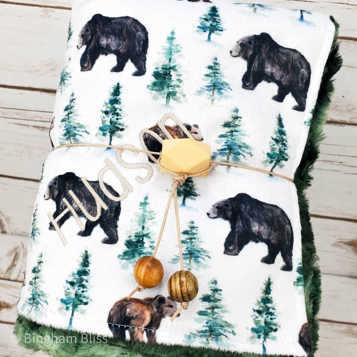 Forest Bear Baby Blanket Bear Blanket Minky Crib Blanket Etsy Singapore