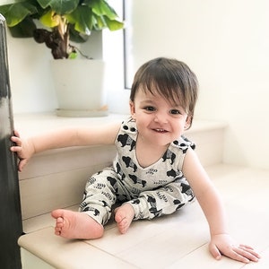 Organic Bison Baby Romper: Handmade Harem Style Clothes