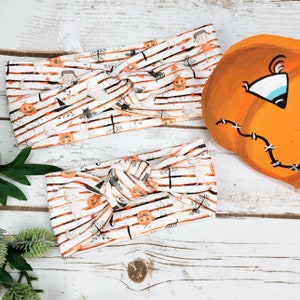 Mommy and Me Halloween Headbands, Knotted Bow Headband, Head Wrap, Mommy Turban, Boho Headband, Organic Headband, Matching Pumpkin Headbands