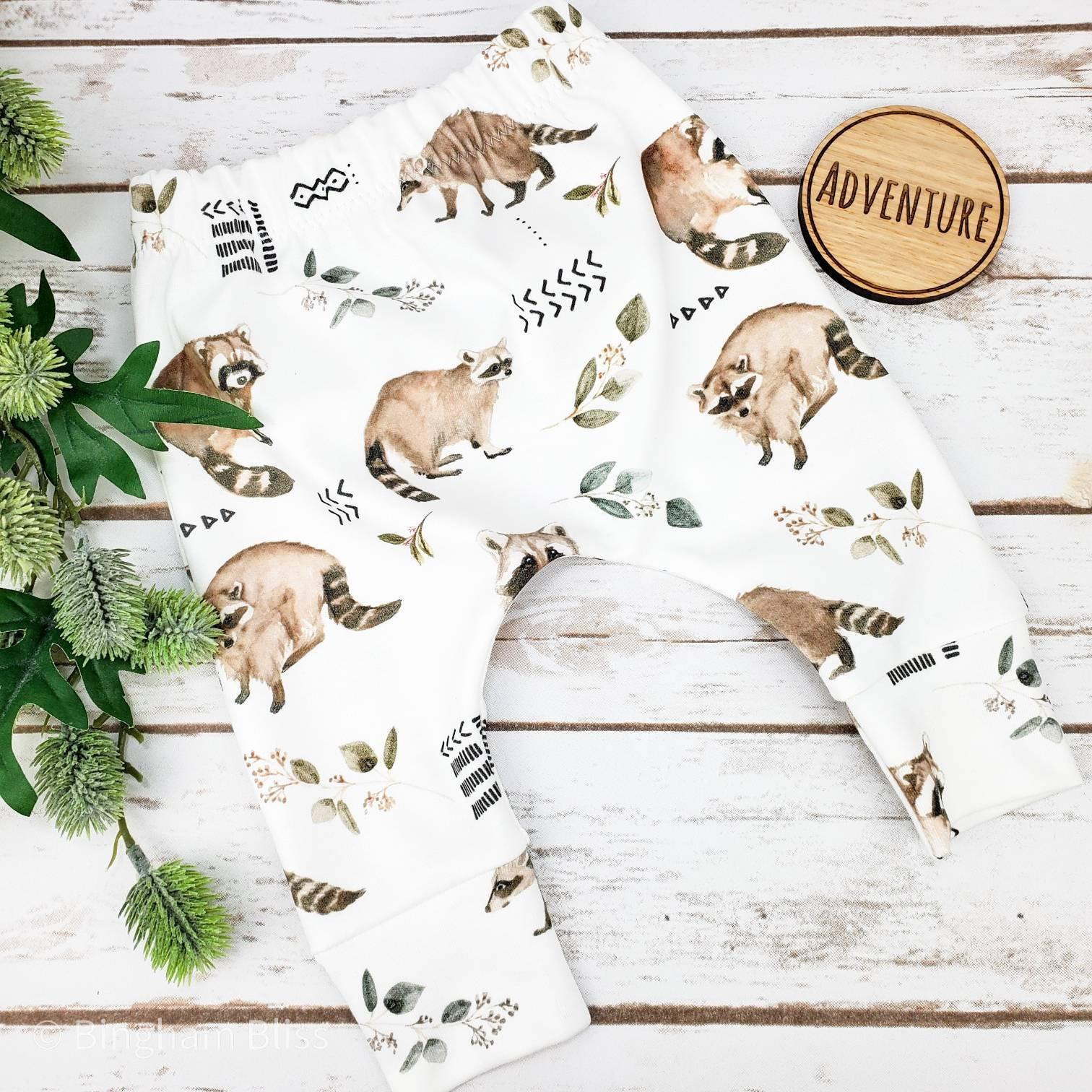 Organic Raccoon Baby Leggings, Gender Neutral, Modern Baby