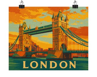 London Travel Poster: Vintage City Art Print, Matte Finish