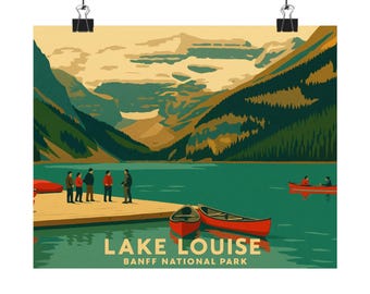 Lake Louise Reiseplakat: Vintage Natur Kunstdruck