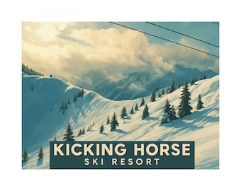 Poster skiresort Kicking Horse | Mat horizontale skibergprint