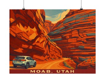 Moab Utah Travel Poster: Vintage Style Adventure Art