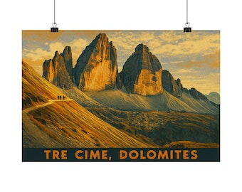 Vintage print berglandschap: Giclée-reismuurkunst