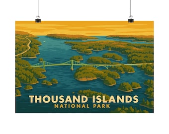 Thousand Islands National Park Poster: Natur Wandkunst im Vintage Stil
