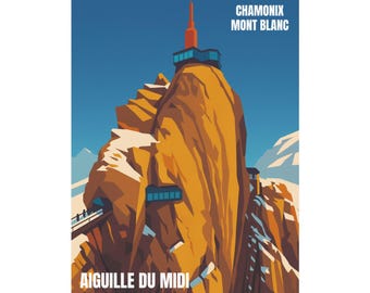 Mont-Blanc-poster Chamonix, matte verticale bergmuurkunst