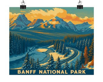 Banff Nationalpark Poster: Vintage Landschaft Kunst, Geschenk für Naturliebhaber