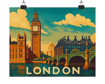 Vintage reisposter Londen: muurkunst met matte afwerking gicléeprint