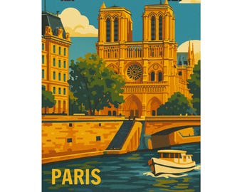 Vintage poster Parijs: matte print nostalgisch stadsgezicht