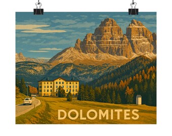 Vintage Dolomiten Italien Poster: Reise inspirierte Bergkunst