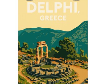 Delphi Greece Art Poster: Vintage Travel Print, Home Decor
