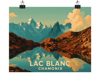 Landschapsposter Lac Blanc-Chamonix, gicléebergprint