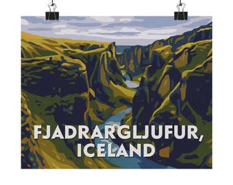Island Landschaft Poster: Fjadrargljufur Print