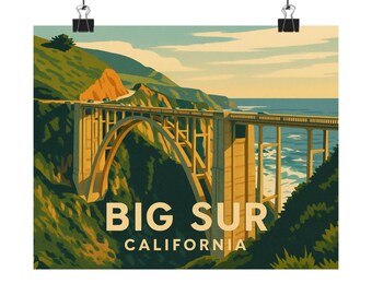 Big Sur Landschaft Poster: Vintage Reise in Kalifornien