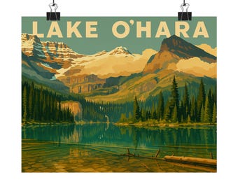 Lake O'Hara Rockies Kunstdruck: Vintage Landschaftsposter