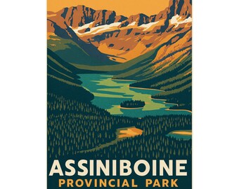 Assiniboine Provincial Park-poster Matte verticale poster | Vintage reiskunst, print bergmeer