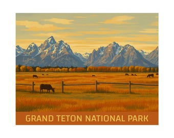 Grand Teton Nationalpark Poster | Matte horizontale Landschaftswandkunst