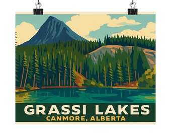 Grassi Lakes Art Print: Vintage Canadian Landscape Poster