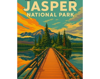 Print Jasper National Park: vintage natuurmuurkunst