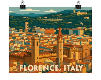Florence Italy Art Print: Vintage Travel Poster, Home Decor