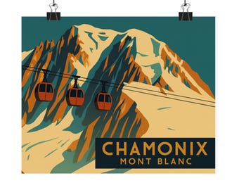 Mont-Blanc-poster Chamonix, vintage skireiskunst