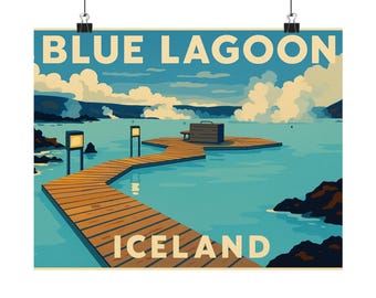 Blaue Lagune Island Reiseplakat: Malerische Natur Kunstdruck