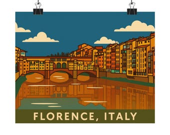 Florence Italy Art Print: Vintage Italian Cityscape, Neutral Tones