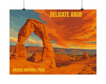 Delicate Arch Art Print, Arches National Park Poster, Nature Wall Decor