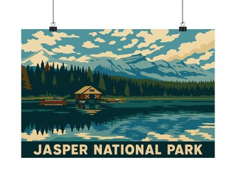 Jasper Nationalpark Poster: Vintage Reisekunst, Naturdekor