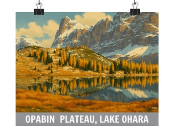 Lake O'Hara Art Print, Vintage Travel Poster, Scenic Landscape