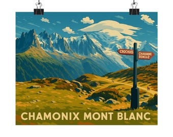 Chamonix Mont Blanc Poster: Vintage Reisedruck, Naturinspirierte Wandkunst