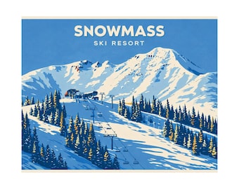 Snowmass Wintersportort Poster | Matter, horizontaler Druck