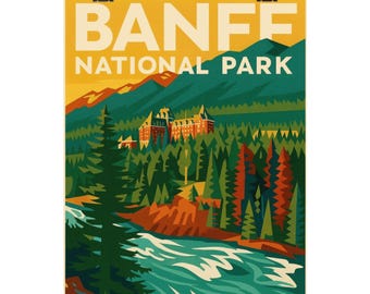 Poster Banff National Park, vintage reiskunstdruk