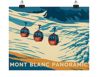 Panoramische poster Mont Blanc: muurkunst schilderachtig uitzicht op de bergen
