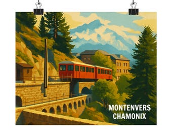Chamonix Bergbahn Poster: Vintage Reise Kunstdruck